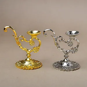 European style retro metal crystal ball stands in gold and silver with carved patterns