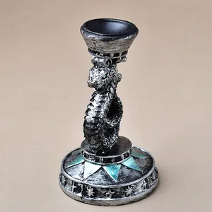 Silver snake resin base with green eyes for crystal balls and home decor display