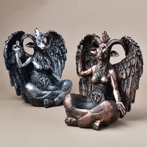 Baphomet winged goat resin statues in bronze and silver finish for home decor