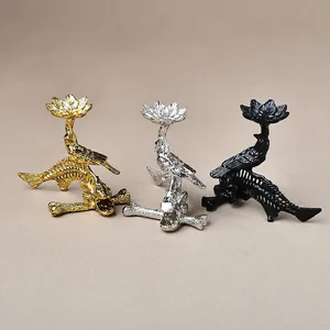 Artistic metal koi and lotus crystal ball stand in gold, silver, and matte black finish
