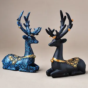 Modern Resin Elk Ornament Crystal Ball Base For Sphere Holder Desktop Deer Decoration Home Decor Display Stand Gift