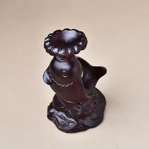 Statue de carpe en résine pour support de boule de cristal avec décor de lotus zen