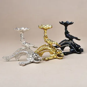 Fish bone crystal ball stand in gold, silver, and matte black finish for home decor