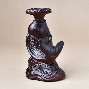 Sculpture de Carpe en Résine Base de Boule de Cristal Support de Grappe Minérale Présentoir Lotus Décor Zen Maison Bureau