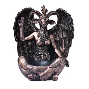 Bronze Baphomet goat statue home decor figurine with wings and mystical details