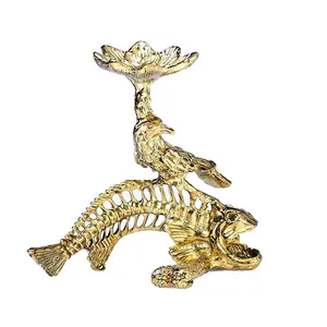 Golden fishbone bird lotus metal stand for crystal ball and home decor ornaments