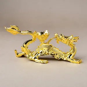 Support de boule de cristal en forme de dragon doré avec sculptures détaillées