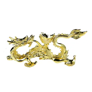 Figurine de dragon doré avec socle lotus pour boule de cristal et décoration