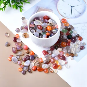 Natural Colorful Agate Chips Polished Tumbled Stones Crystal Granules For Fish Tank Home Decor Healing Crystals Decor Rocks