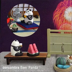 Japanese style resin panda figurine drinking beer with summer festival miniature decor