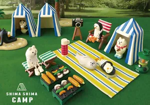 Miniatures camping en résine avec figurines animaux et caméra pour scènes de poupée