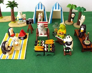 Figurines d'animaux en résine avec trépied et accessoires de camping pour scènes BJD