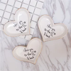 Keramik Herz Stern Schmuckschale Goldrand Porzellan Schmucktablett Ringhalter Aufbewahrungsplatte Für Hochzeit Geburtstag Damen Geschenk