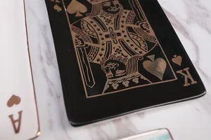 Poker themed ceramic jewelry tray with gold trim featuring King of Spades and Ace of Hearts