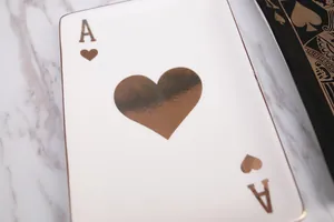 Poker themed ceramic jewelry tray with gold rim and Ace of Hearts metallic design