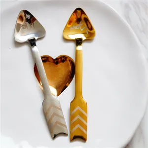 Cuchara de Café Creativa de Acero Inoxidable 304 Forma de Corazón Flecha de Cupido Grabada Me You Cuchara de Postre para Boda Regalo