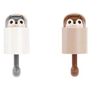 Cute squirrel gravity wall hooks in gray and brown made of high-quality ABS plastic