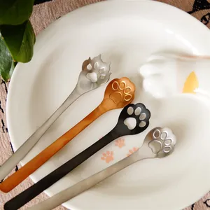 304 Stainless Steel Cute Cat Dog Claw Paw Coffee Spoon Creative Animal Shape Dessert Cake Mixing Stirring Tableware