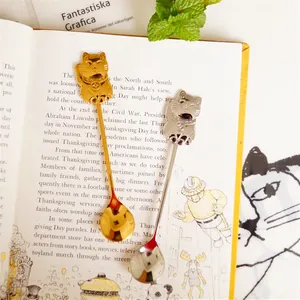 Japanese Style Maneki-neko Lucky Cat 304 Stainless Steel Coffee Stirrer Dessert Spoon Mirror Polished Decorative Teaspoon