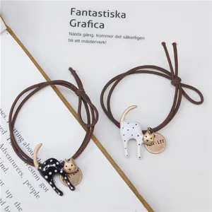Simpatici Elastici per Capelli a Forma di Gatto a Pois Fascia Elastica in Gomma Smaltata in Lega di Gattino Accessori per Capelli per Donna Ragazze Moda Quotidiana