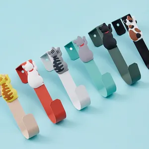 Japanische Katzen-Türhaken aus Metall in sechs Farben für Kleidung und Bad