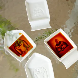 Plato de Cerámica Creativo con Relieve de Shiba Inu Mini Cuenco para Salsas Bandeja de Almacenamiento de Joyas