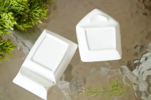 Platos para salsa Shiba Inu de cerámica blanca en formas rectangulares y de casa