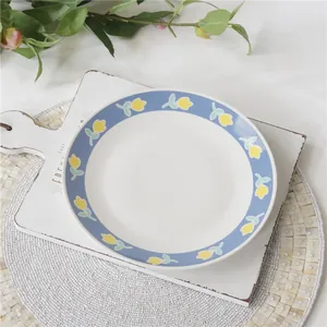 Piatto Rotondo in Ceramica Con Fiori di Tulipano Dipinti a Mano Stile Pastorale Vintage per Colazione Dessert Pasta Bistecca