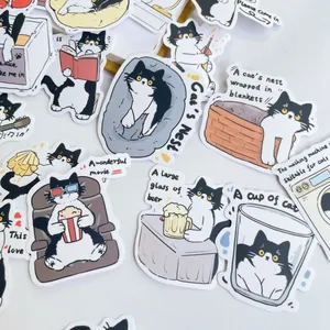 50 pieces of cartoon cow cat stickers for creative DIY journaling and decoration