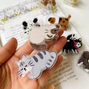 Niedliche doppelseitige Acryl-Tierclips mit Cartoon-Katzen und Hunden für Schreibwaren