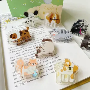 Süße Cartoon Tier Acryl Büroklammern Doppelseitiger Druck Katze Hund Binder Clips Für Studenten Schreibwaren Büro Schule Aufbewahrung