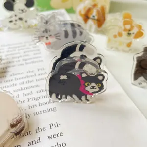 Süße Haarspangen aus Acryl mit Cartoon-Katzen und Hunden sowie hochwertiger Metallfeder