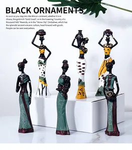 Figurines de femmes africaines en résine élégantes pour une décoration ethnique.