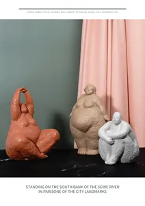 Artistic resin yoga figures with matte textured finish for Nordic home decor