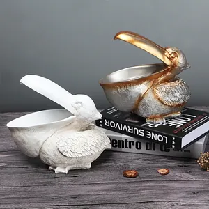 Figurine de rangement pélican en résine pour clés et bonbons décoration de maison