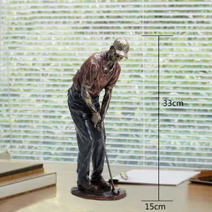 Modern American Creative Golf Player Figurines Resin Vintage Bronze Statues For Home Office TV Stand Desk Decor Sports Souvenirs