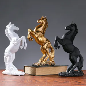 Europese Stijl Hars Springend Paard Standbeeld Moderne Dierlijke Sculptuur Voor Thuis Kantoor Desktop Decoratie Ornament Artistiek Cadeau