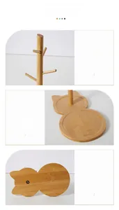 Macro detail of cat-shaped resin tray with wooden texture for jewelry storage