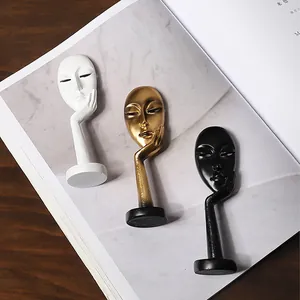 Nordisch Abstrakt Schweigen Ist Gold Denker Gesicht Maske Harz Figur Moderne Kunst Statue Für Home Office Schreibtisch Deko