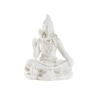 White Lord Shiva resin statue in meditation pose for home and office altar decor