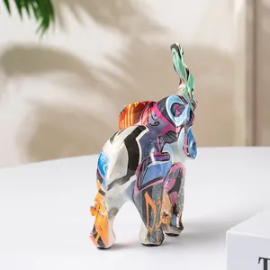 Colorful graffiti elephant resin figurine for creative home and desktop art decoration