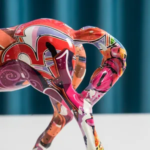 Detail of colorful graffiti street art horse statue with vibrant resin finish