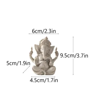 Detailed size chart of the Ganesha resin statue showing height 3.7in and width 2.3in