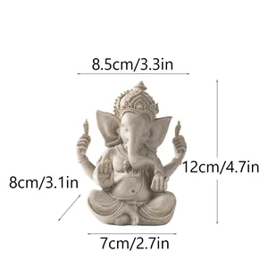 Detailed size specifications of the Ganesha resin statue with height and width dimensions