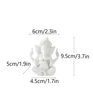 Detailed size dimensions of the resin Hindu Ganesha statue in a white matte finish