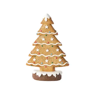Gingerbread Christmas tree tabletop ornament with festive candy beads and white frosting details