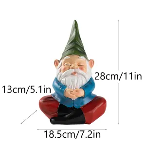 Detailed dimensions of sitting garden gnome resin ornament measuring 28cm in height