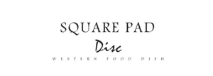 Typography graphic detailing square pad and round disc western food dish specifications