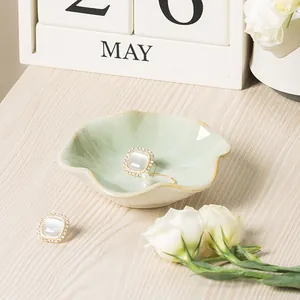 Keramik Lotus Blume Schmuck Aufbewahrungstablett Nordischer Stil Schmuckschale Für Ringe Ohrringe Halskette Dekorative Schreibtisch Schale Organizer Home Decor