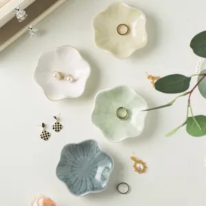 Floral ceramic jewelry tray set in assorted Morandi colors for rings and small items